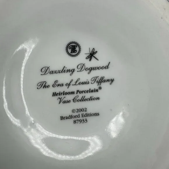 VTG Louis Tiffany Bradford Exchange Glittering Dragonflies Porcelain Vase Pink - Picture 7 of 9